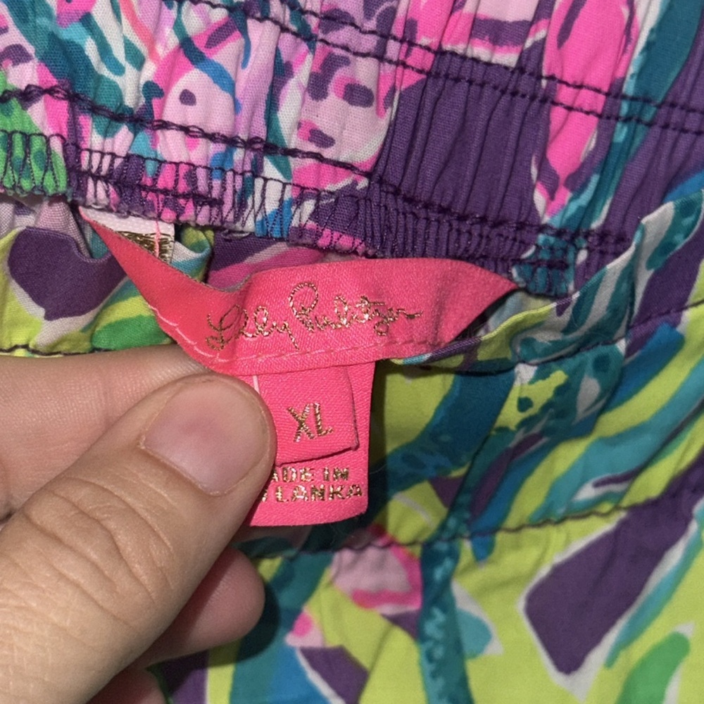 Lilly Pulitzer Floral Party All The Tide 4” Shorts Elastic Waist Pull On XL - Picture 6 of 11